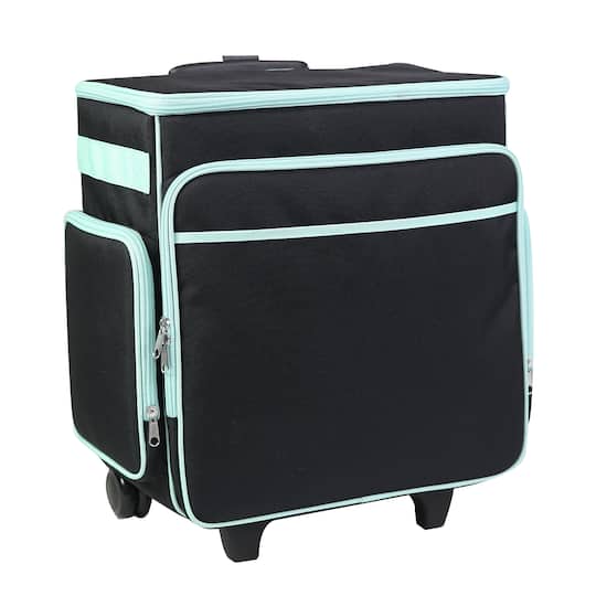 Everything Mary Black &#x26; Teal Rolling Craft Bag